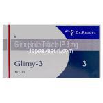 Glimy-3、ジェネリックアマリル　AMARYL、グリメピリド　3mg　箱